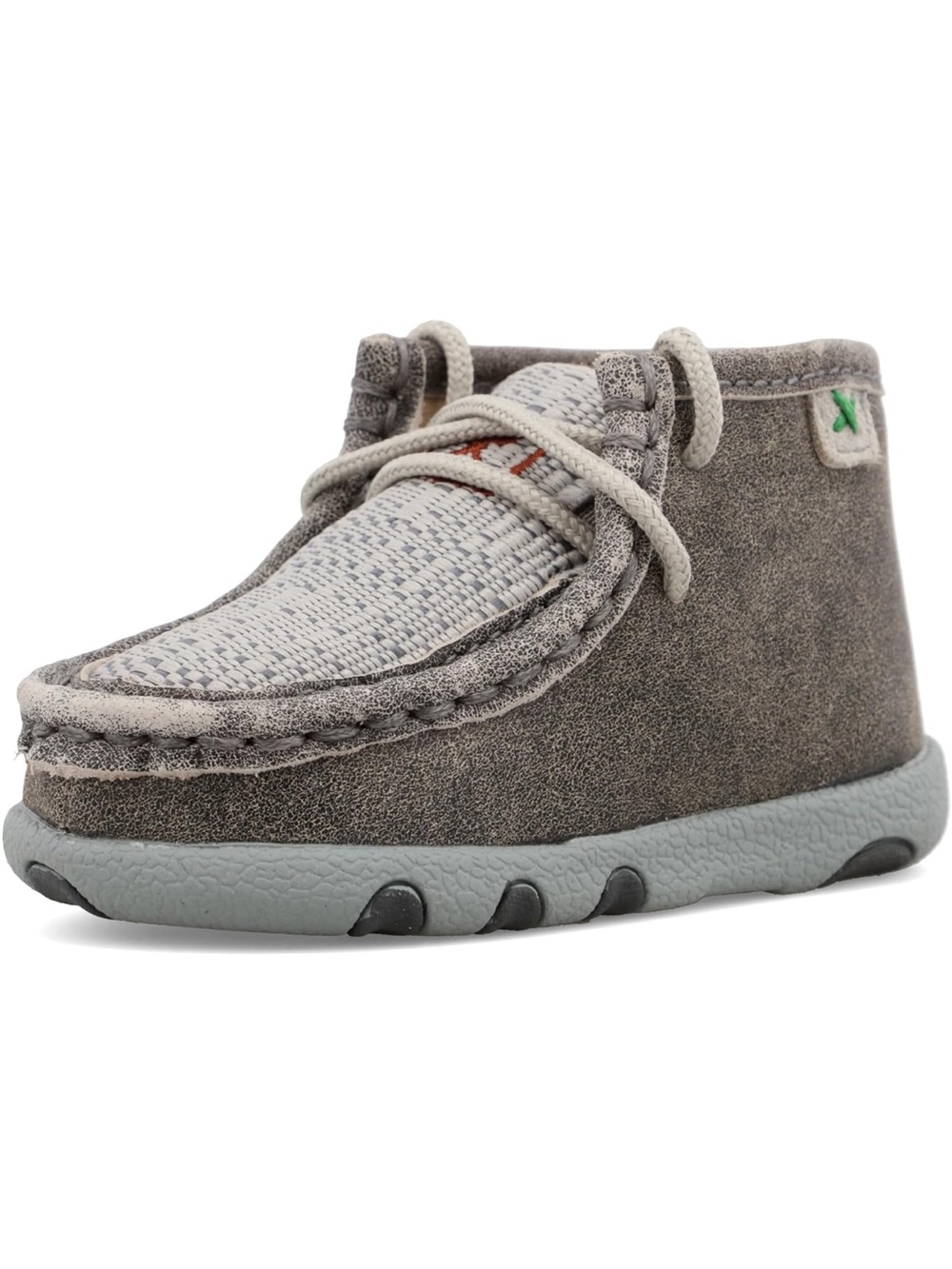 Twisted X Toddler Gray Moccasin Lace Up, Tweed Vamp, Western Baby Shoes Size 4M